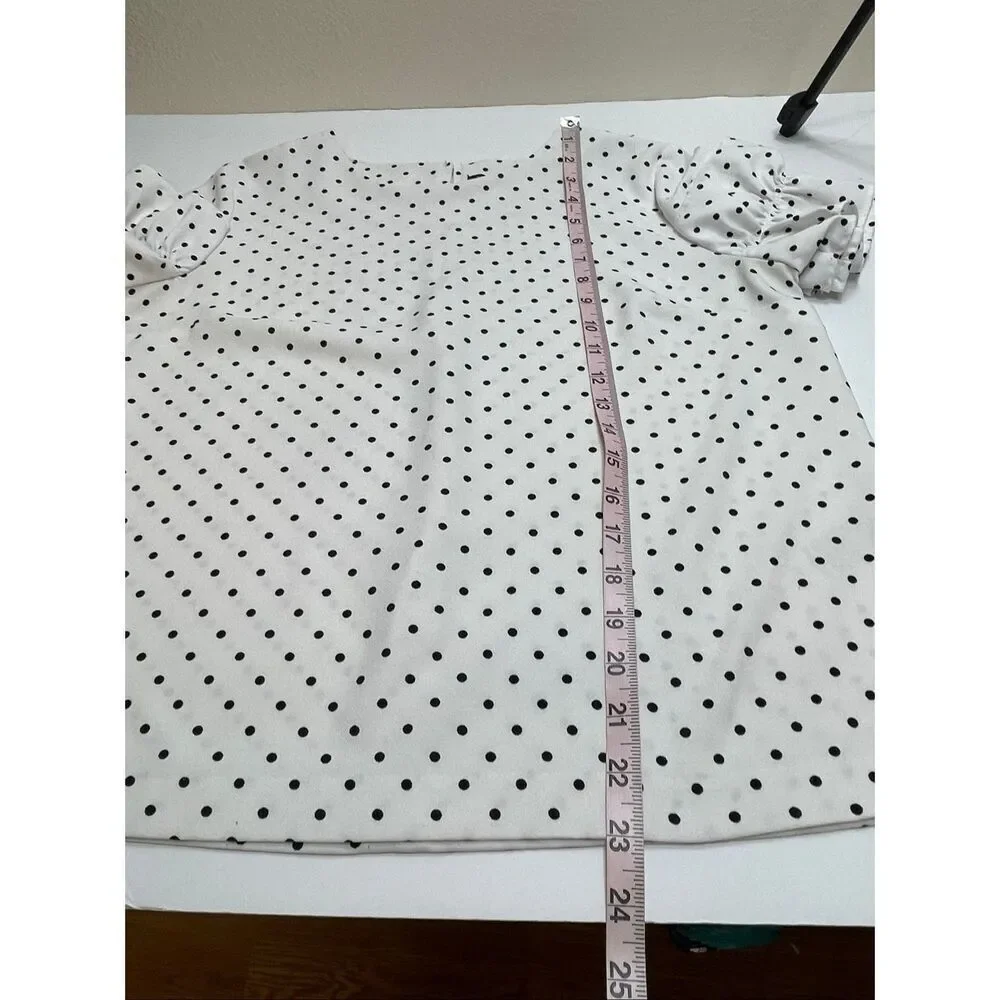 Banana Republic Polka Dot Ruffle Puff Sleeve Shirt Black And White Size Petite M